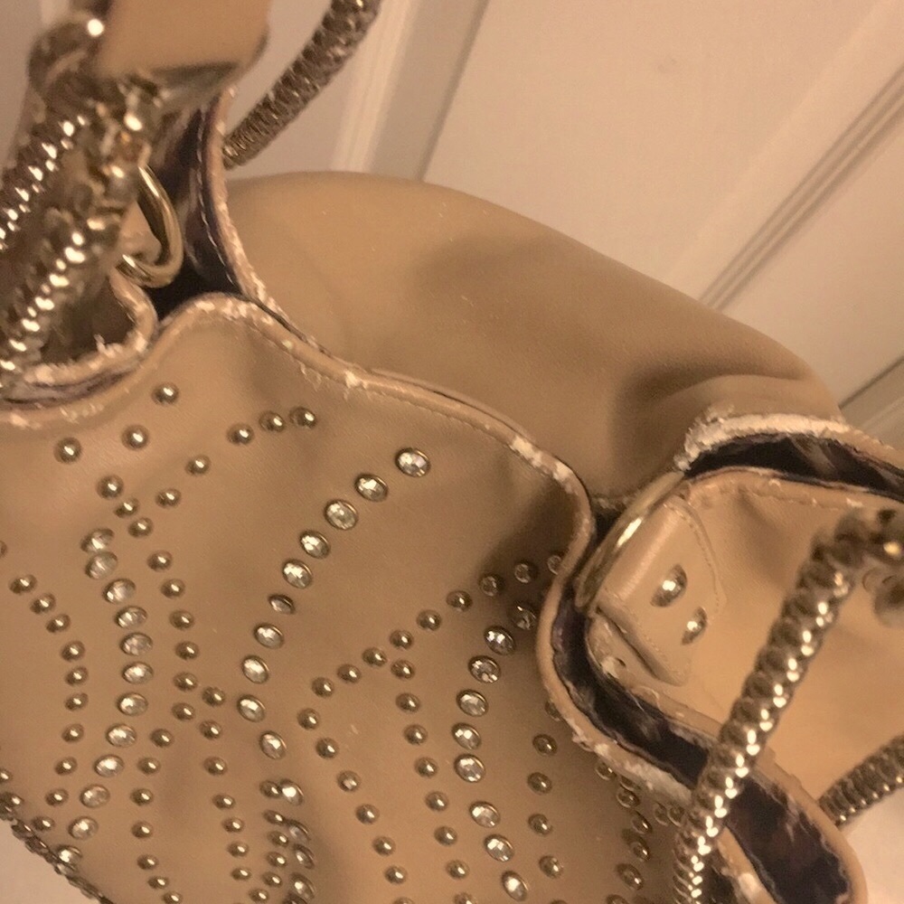 Camel Crystal & Gold Studded Shoulder/Tote Bag - Picture 12 of 14